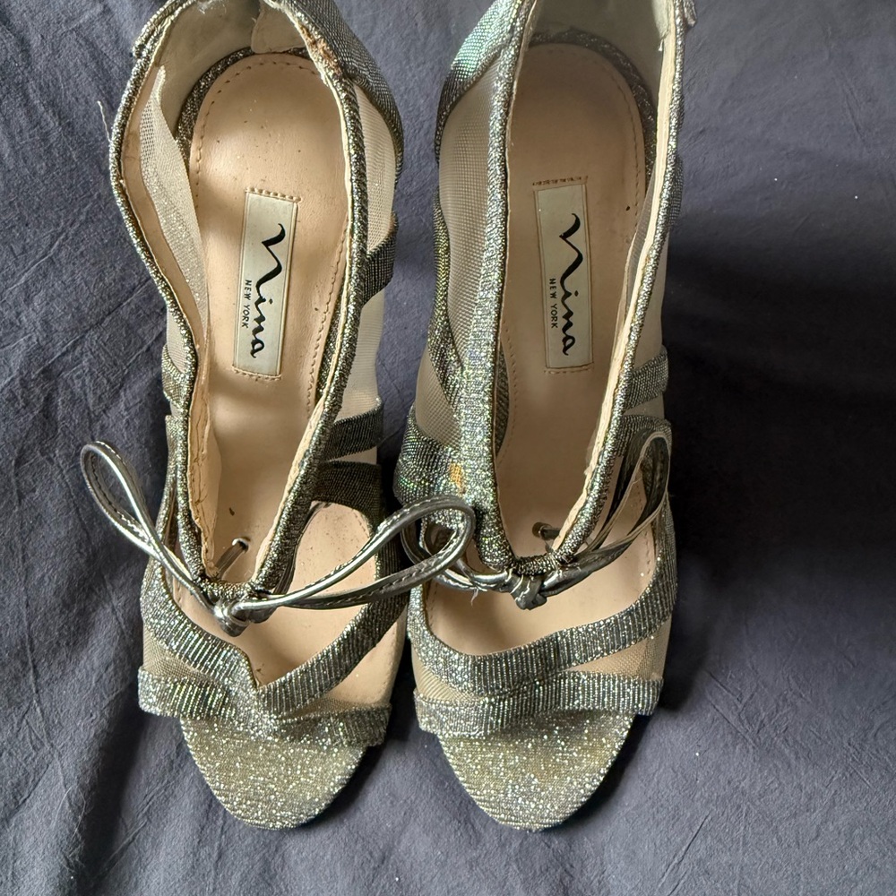 Nina Women's Sparkling Heels - Silver and Gold